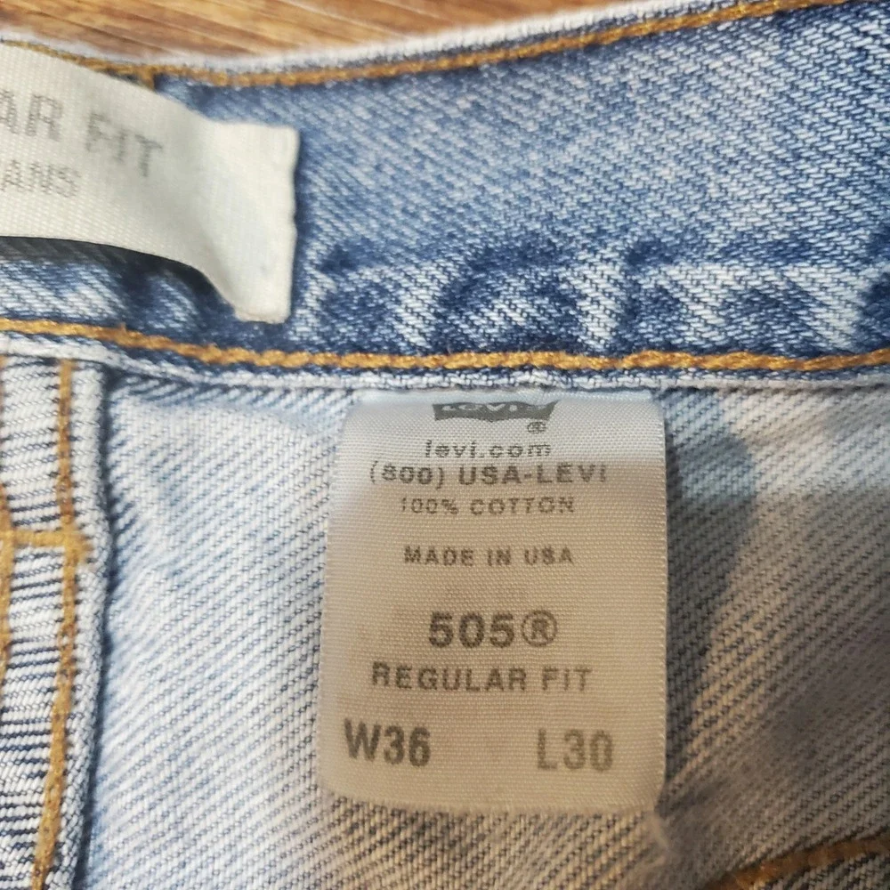 Levi 505 Regular Fit Jeans Bundle Lot Mens 36x30 Vintage Distressed Light Wash